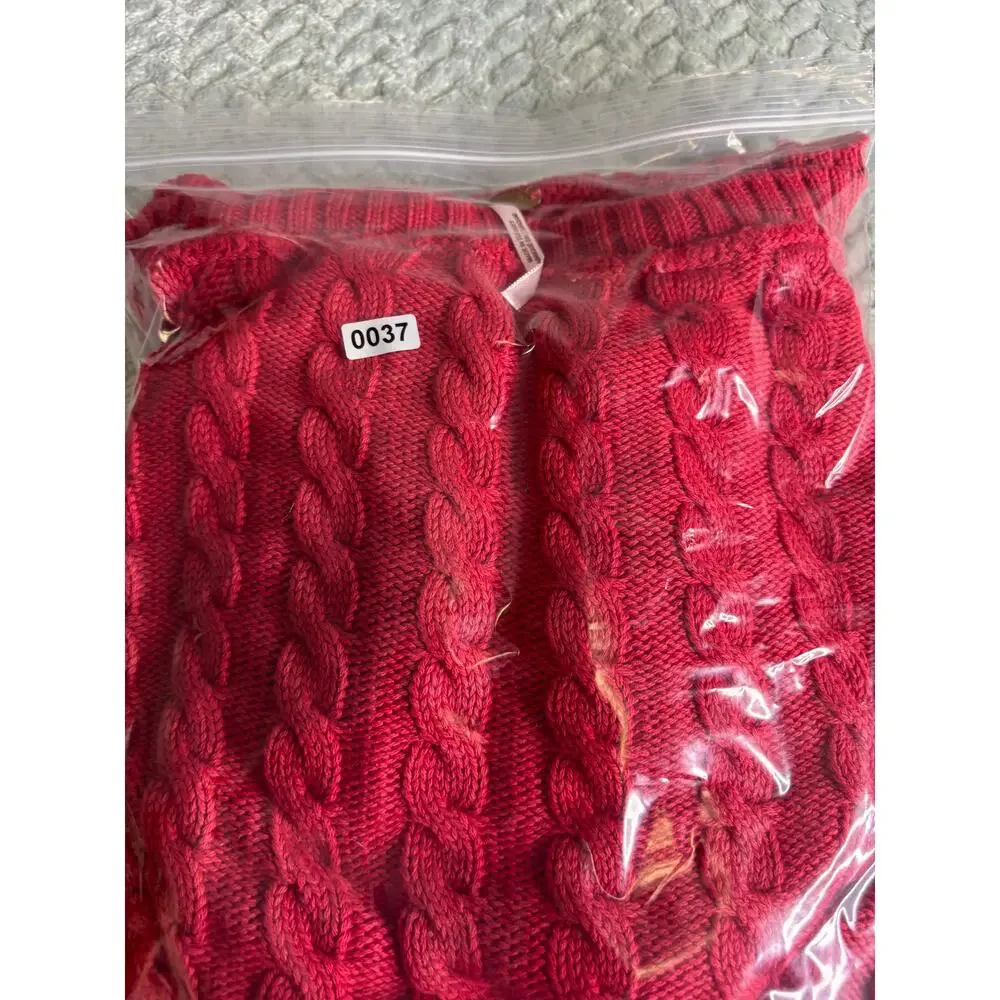 Free People Red Cable Knit Cropped Sweater XS